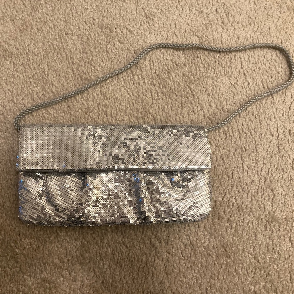 Silver sequins evening bag